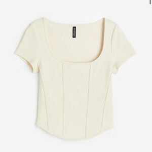 H&m CORSET-STYLE RIBBED TOP